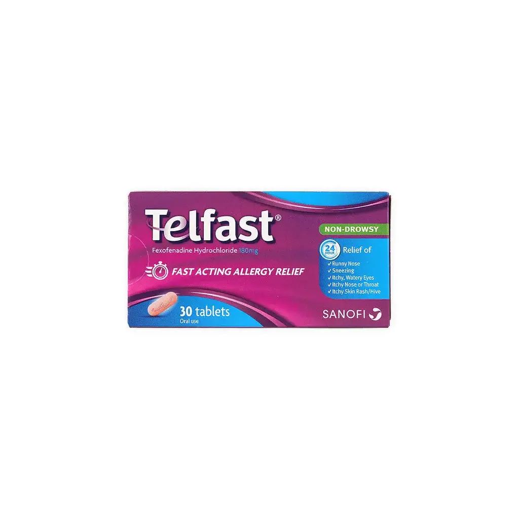 Telfast 180mg Fexofenadine Hydrochloride Tablets, 30 Tablets - Makkah Pharmacy