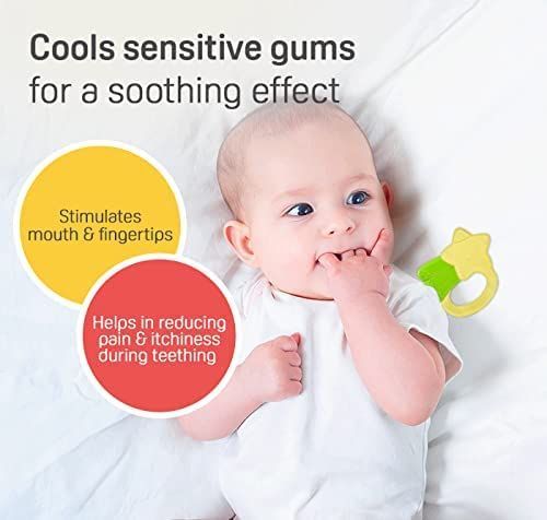 Pigeon Green & Yellow Cooling Teether for Babies (4+ Months), 1 Piece