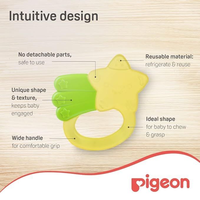 Pigeon Green & Yellow Cooling Teether for Babies (4+ Months), 1 Piece