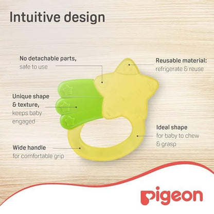 Pigeon Green & Yellow Cooling Teether for Babies (4+ Months), 1 Piece