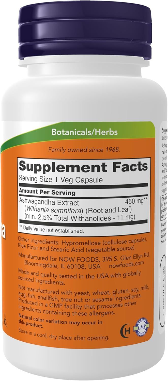Now Foods Ashwaghanda Extract 450mg Veg Capsules 90's