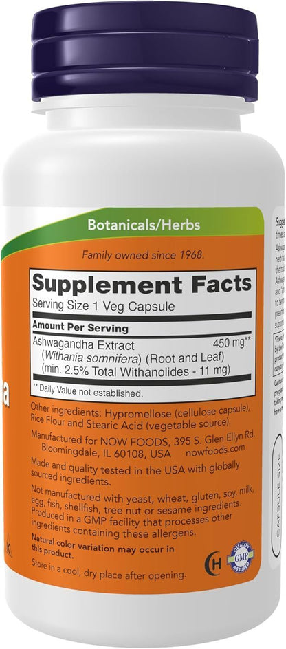 Now Foods Ashwaghanda Extract 450mg Veg Capsules 90's