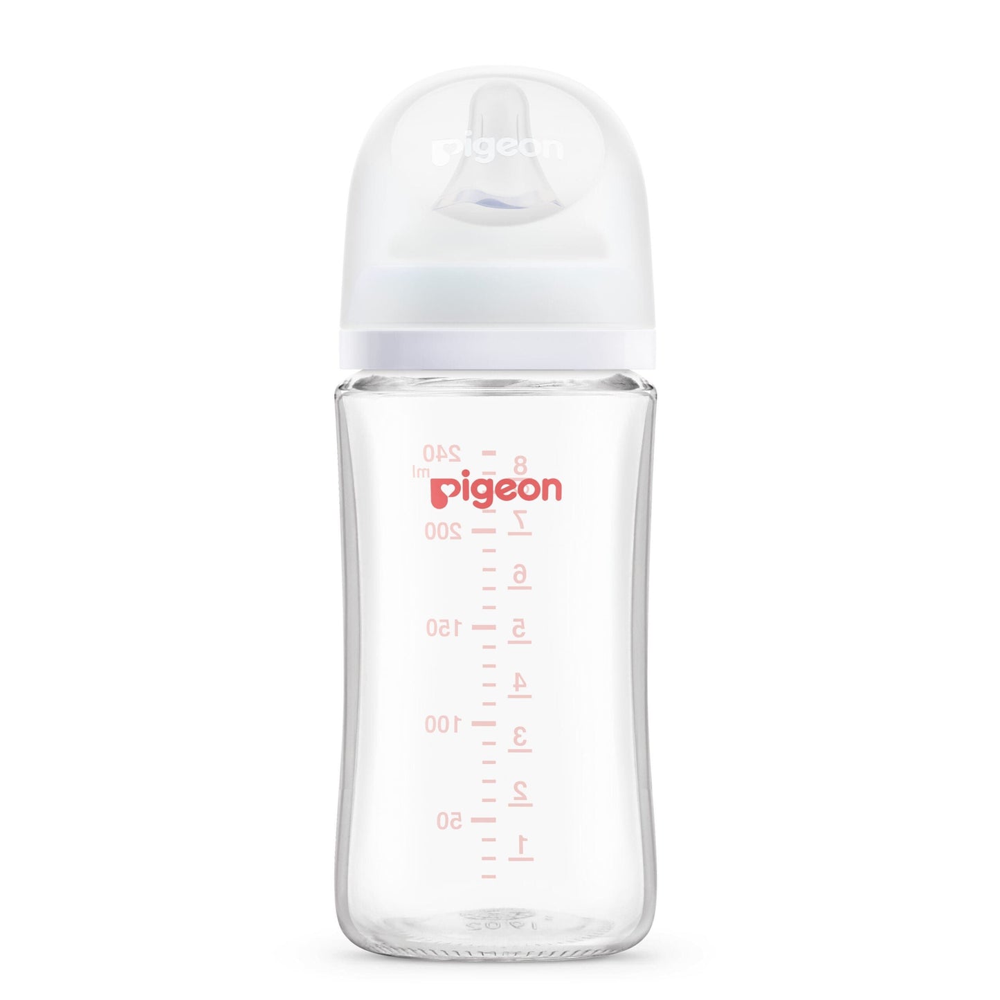 Pigeon SofTouch White 240ml Anti-Colic Medium Flow Glass Nursing Bottle (3+ Months), 1 Piece - Makkah Pharmacy