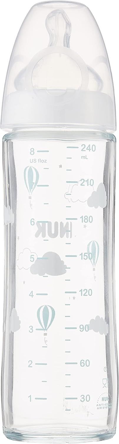 Nuk Classic White 240ml Medium Flow Glass Nursing Bottle (0-6 Months), 1 Piece - Makkah Pharmacy