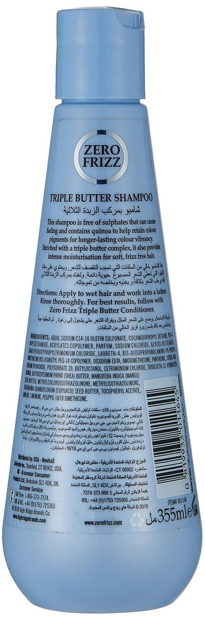 Zero Frizz Triple Butter (Sulfate Free) Shampoo 355 ml - Makkah Pharmacy