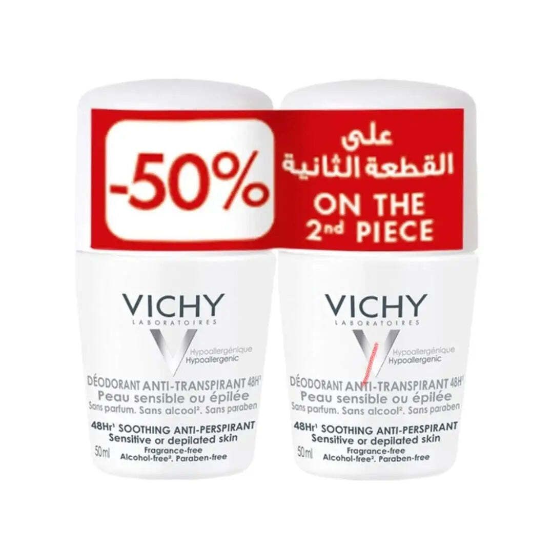 Vichy 48h Sensitive White Deo Roll Bundle Pack (1+1), 1 Pack - Makkah Pharmacy