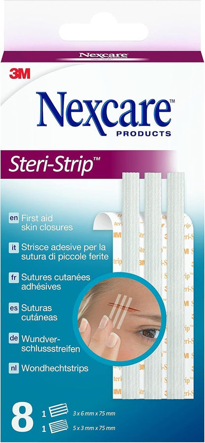 Nexcare Steri-Strips Hypoallergenic Wound Dressing Plasters, 8 Pieces - Makkah Pharmacy
