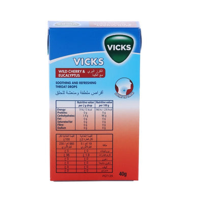 Vicks Lozenges Wild Cherry & Eucalyptus 40 g - Makkah Pharmacy