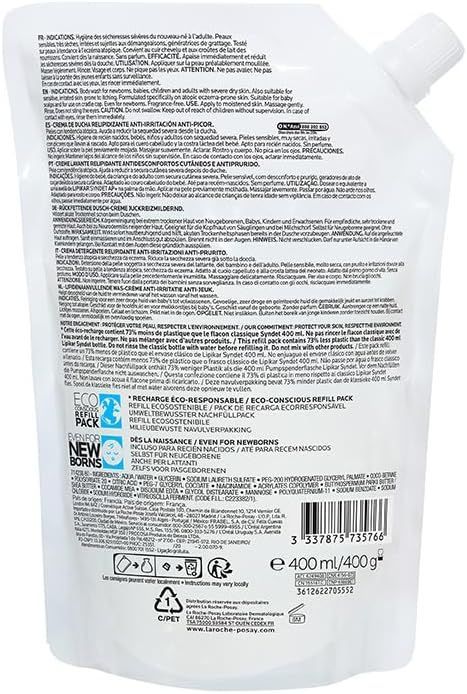 La Roche-Posay Lipikar AP Lipid Replenishing, Anti-Irritation & Anti-Scratching Shower Gel Refill for Atopic & Eczema Prone Skin (0+ Months), 400ml - Makkah Pharmacy