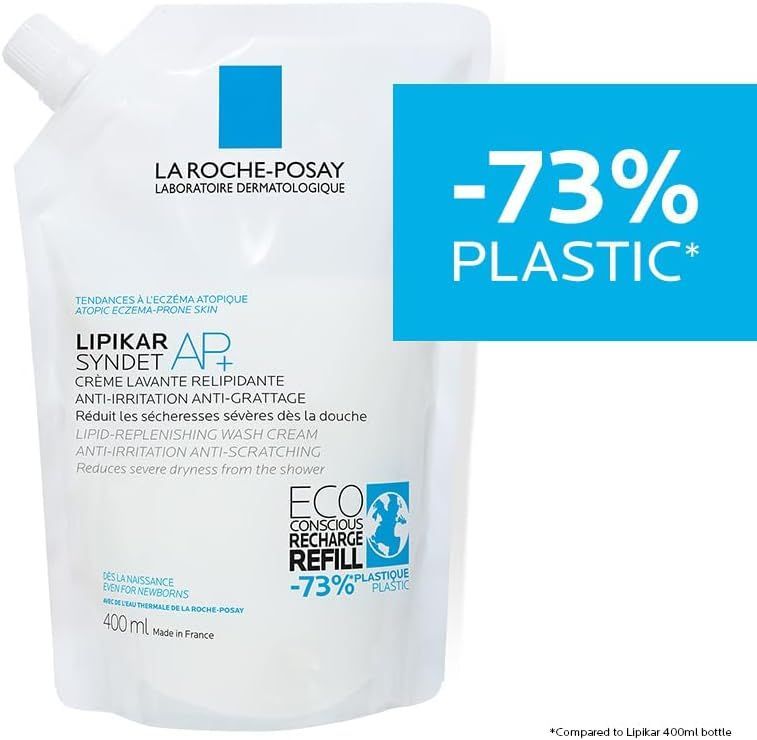 La Roche-Posay Lipikar AP Lipid Replenishing, Anti-Irritation & Anti-Scratching Shower Gel Refill for Atopic & Eczema Prone Skin (0+ Months), 400ml - Makkah Pharmacy