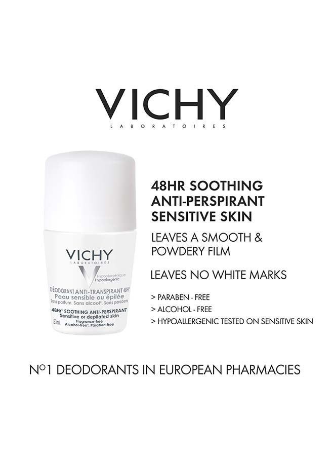 Vichy 48h Sensitive White Deo Roll Bundle Pack (1+1), 1 Pack - Makkah Pharmacy