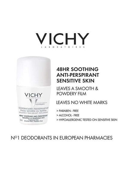 Vichy 48h Sensitive White Deo Roll Bundle Pack (1+1), 1 Pack - Makkah Pharmacy
