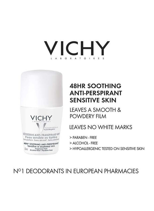 Vichy 48h Sensitive White Deo Roll Bundle Pack (1+1), 1 Pack - Makkah Pharmacy