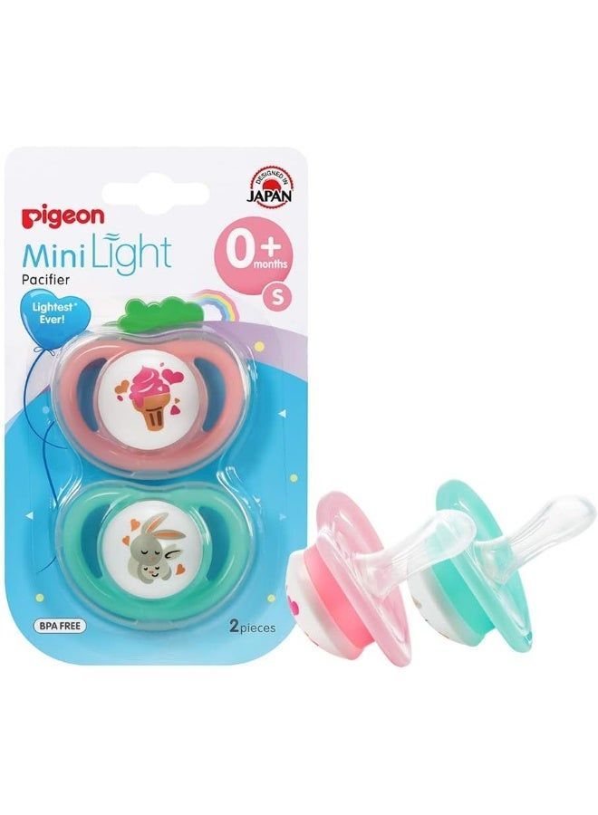 Pigeon Mini Light Small Pink & Green Pacifiers (0+ Months), 2 Pieces - Makkah Pharmacy