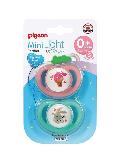 Pigeon Mini Light Small Pink & Green Pacifiers (0+ Months), 2 Pieces - Makkah Pharmacy