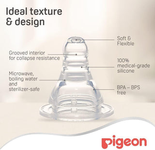 Pigeon Slow Flow Silicon Peristaltic Small Nipples (0-3 Months), 2 Pieces