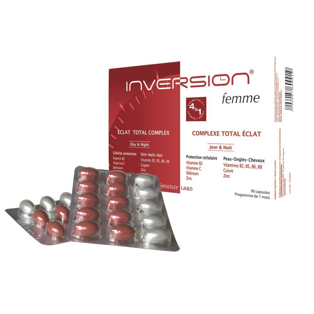 Inversion Femme Eclat Total Complex Day & Night Food Supplement for Skin, Nails & Hair, 90 Capsules - Makkah Pharmacy