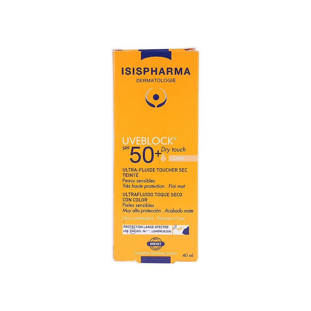 Isispharma Uveblock Tinted Dry Touch Water-Resistant Sunscreen for Sensitive Skin Light SPF50+, 40ml - Makkah Pharmacy