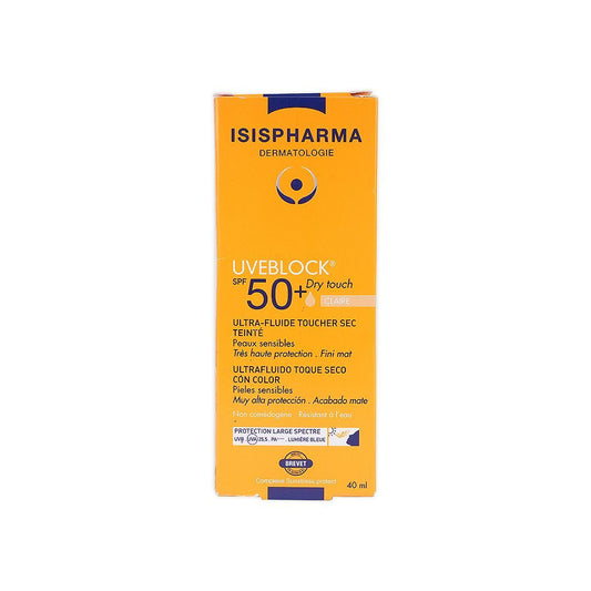 Isispharma Uveblock Tinted Dry Touch Water-Resistant Sunscreen for Sensitive Skin Light SPF50+, 40ml - Makkah Pharmacy