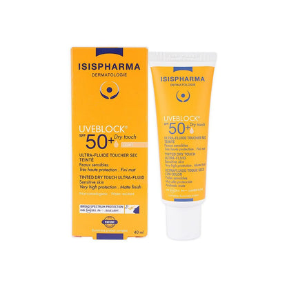 Isispharma Uveblock Tinted Dry Touch Water-Resistant Sunscreen for Sensitive Skin Light SPF50+, 40ml - Makkah Pharmacy