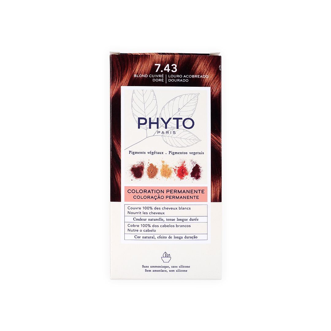 Phyto Paris Permanent Hair Color with Botanical Pigments Golden Copper Blonde 7.43, 1 Pack - Makkah Pharmacy
