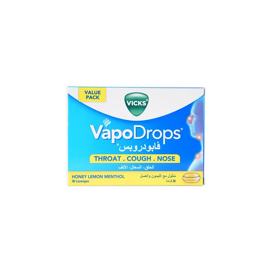 Vicks VapoDrops Honey Menthol Lozenges, 36x2.5g - Makkah Pharmacy