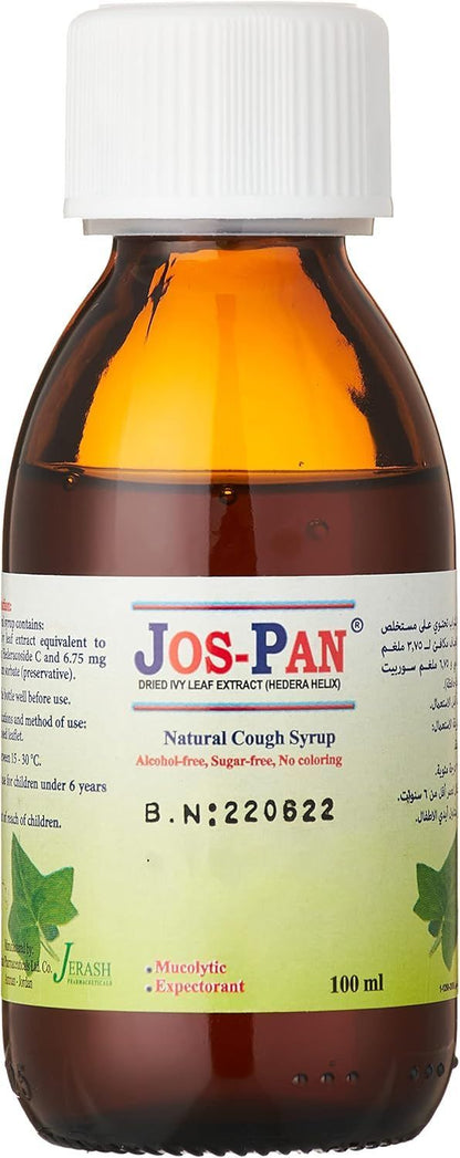 Jos-Pan Natural Cough Syrup with Dried Ivy Leaf Extract, 100ml - Makkah Pharmacy