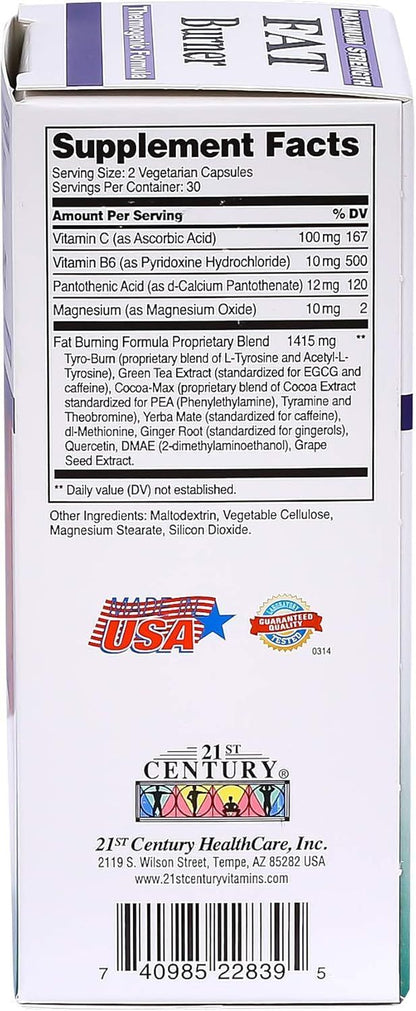 21St Century Fat Burner Vegetarian Capsules 60 Pieces - Makkah Pharmacy