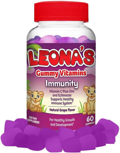 Leona'S Vitamin C Plus Zinc Immunity Dietary Supplement Grape Flavor - Vegetarian, Gelatin Free, No Preservatives Added 60 Gummies - Makkah Pharmacy