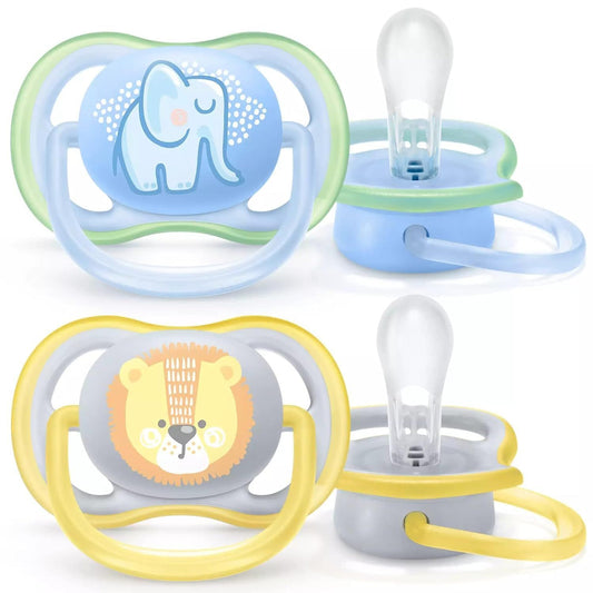 Philips Avent Ultra Air Pink & Purple Orthodonthic Soothers (0-6 Months), 2 Pieces - Makkah Pharmacy