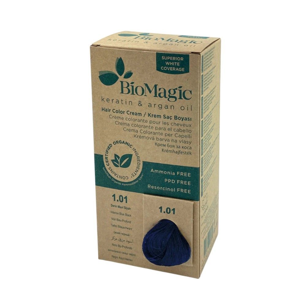 BioMagic Hair Color Cream Kit - 1.01 Intense Blue Black - Makkah Pharmacy