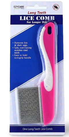 Ezy Med Stainless Steel Long Tooth Lice Comb with Red & Yellow Grip 1 pcs - Makkah Pharmacy