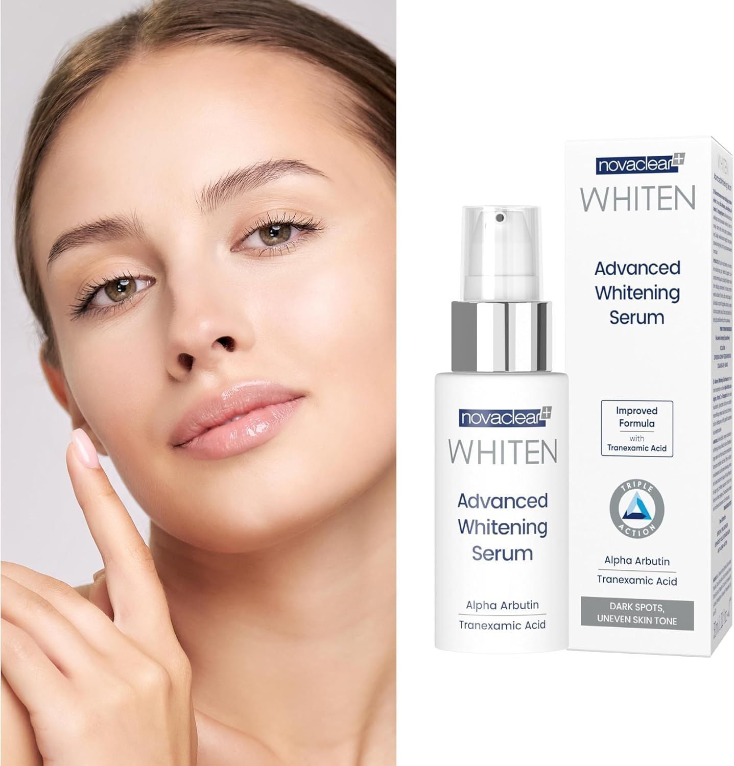 Novaclear Advanced Whitening Face Serum with Alpha Arbutin, Vitamin C, Azeloglycine & Tetrapeptide, 30ml - Makkah Pharmacy
