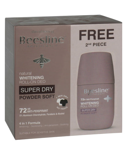 Beesline Natural Whitening Roll On Deo Super Dry Powder Soft, 2x50ml - Makkah Pharmacy