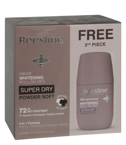 Beesline Natural Whitening Roll On Deo Super Dry Powder Soft, 2x50ml - Makkah Pharmacy