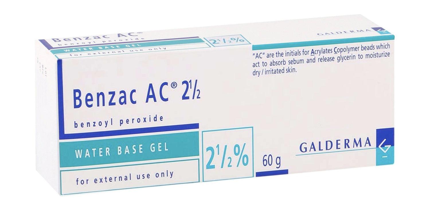 Galderma Benzac AC 2.5% Benzoyl Peroxide Water Based Gel, 60g - Makkah Pharmacy