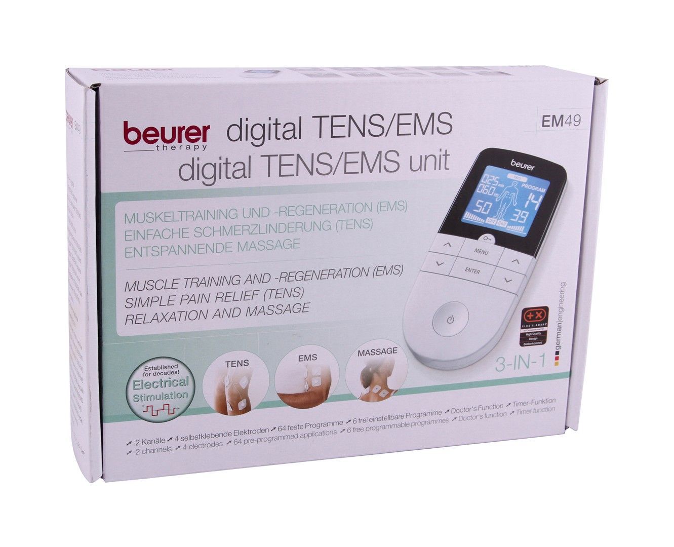 Beurer EM 49 Digital TENS & EMS Massage & Relaxation Stimulator for Muscle Training & Pain Relief, 1 Piece - Makkah Pharmacy