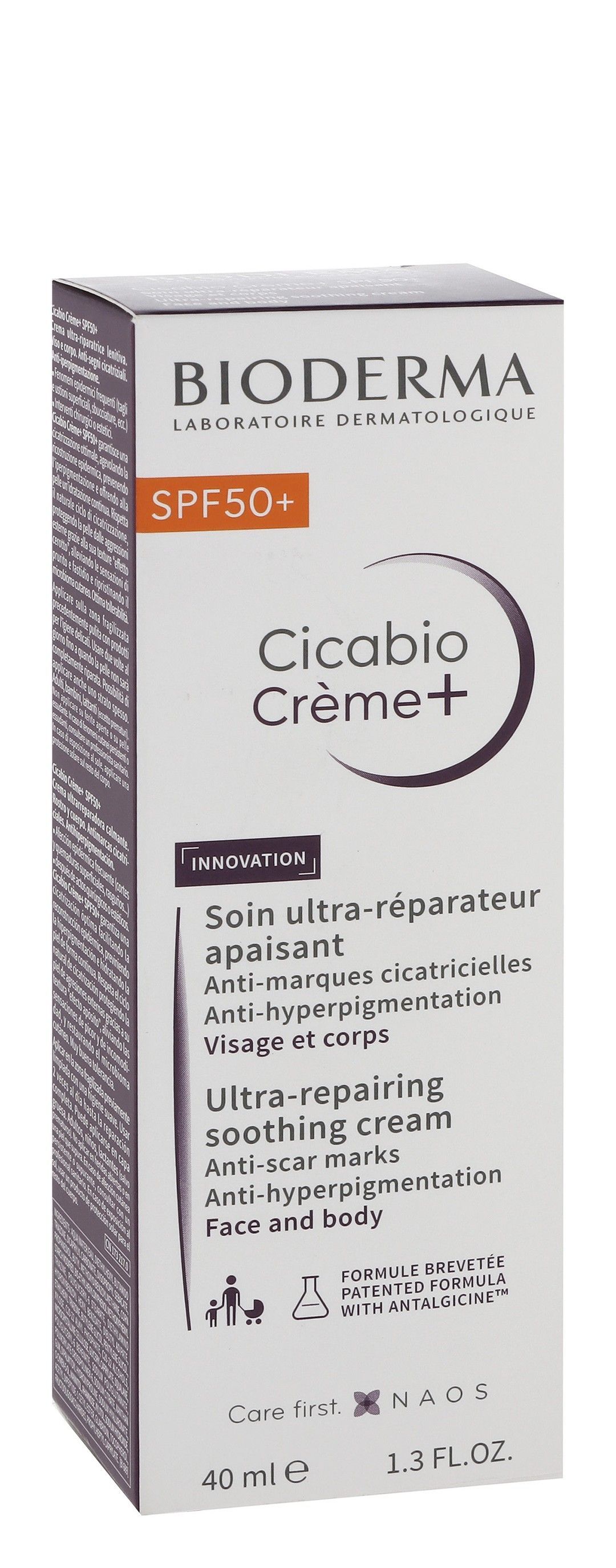 Bioderma Cicabio Creme Plus Ultra Repairing, Soothing & Anti-Scar Face & Body Cream SPF50+, 40ml