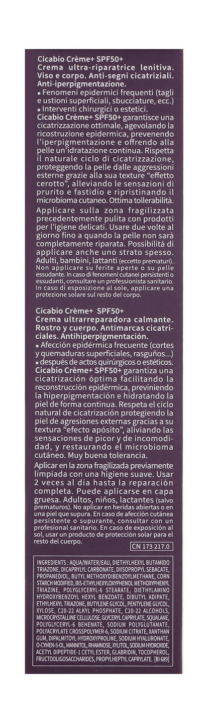 Bioderma Cicabio Creme Plus Ultra Repairing, Soothing & Anti-Scar Face & Body Cream SPF50+, 40ml