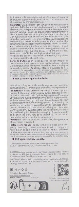 Bioderma Cicabio Creme Plus Ultra Repairing, Soothing & Anti-Scar Face & Body Cream SPF50+, 40ml