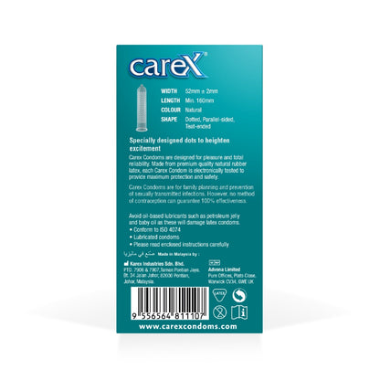 Carex Dotted Condoms, 12 Pieces - Makkah Pharmacy