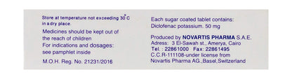 Cataflam 50mg Diclofenac Potassium Anti-Inflammatory & Analgesic, 20 Tablets