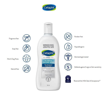 Cetaphil Pro Hypoallergenic Restoring Body Wash for Eczema Prone & Very Dry Itchy Skin, 295ml - Makkah Pharmacy
