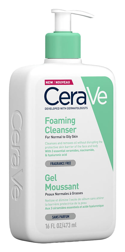 CeraVe Hypoallergenic Foaming Face & Body Cleanser with Ceramide, Niacinamide & Hyaluronic Acid, 473ml - Makkah Pharmacy