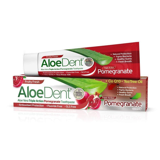 Aloedent Triple Action Toothpaste with Aloe Vera, Pomegranate & Tea Tree Oil, 100ml - Makkah Pharmacy