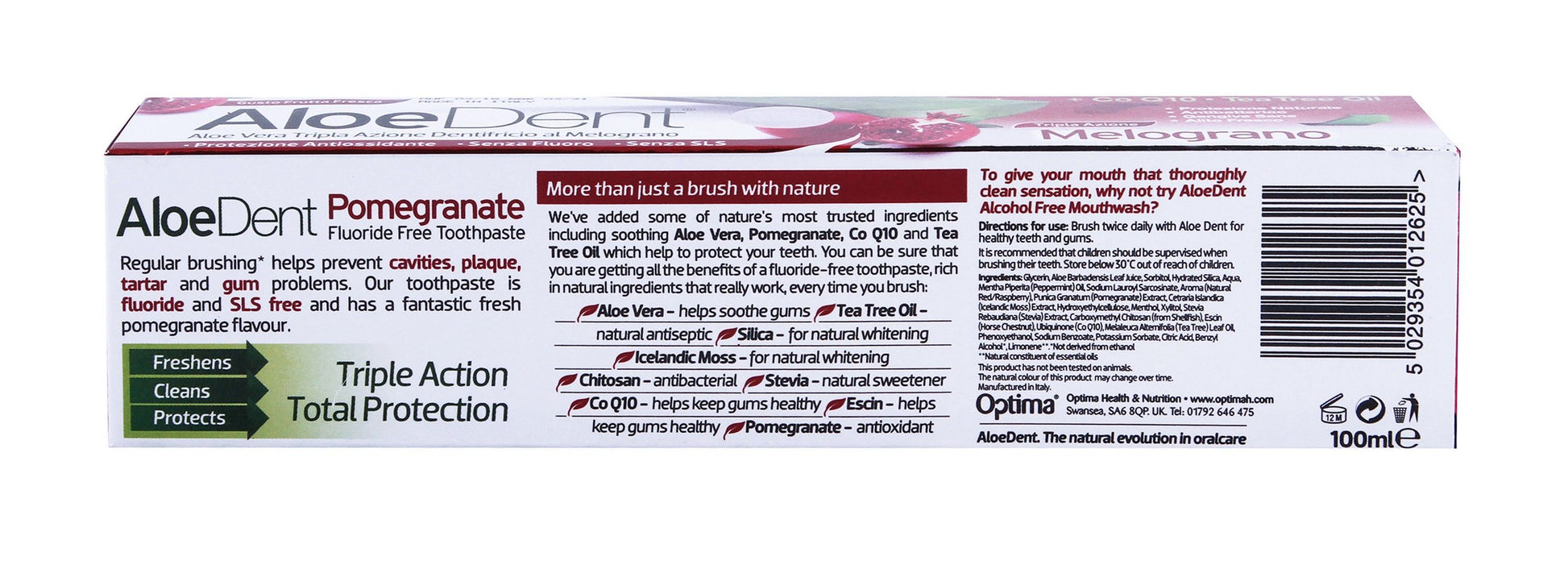 Aloedent Triple Action Toothpaste with Aloe Vera, Pomegranate & Tea Tree Oil, 100ml - Makkah Pharmacy