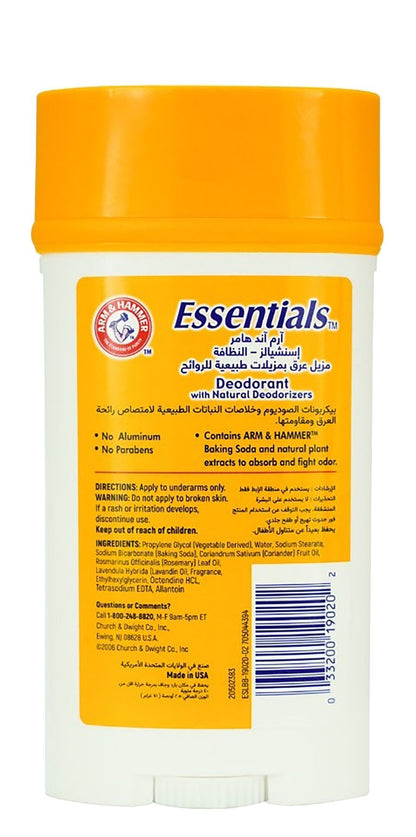 Arm & Hammer Essentials 24H Deodorant Stick Rosemary & Lavender Scent, 71g - Makkah Pharmacy
