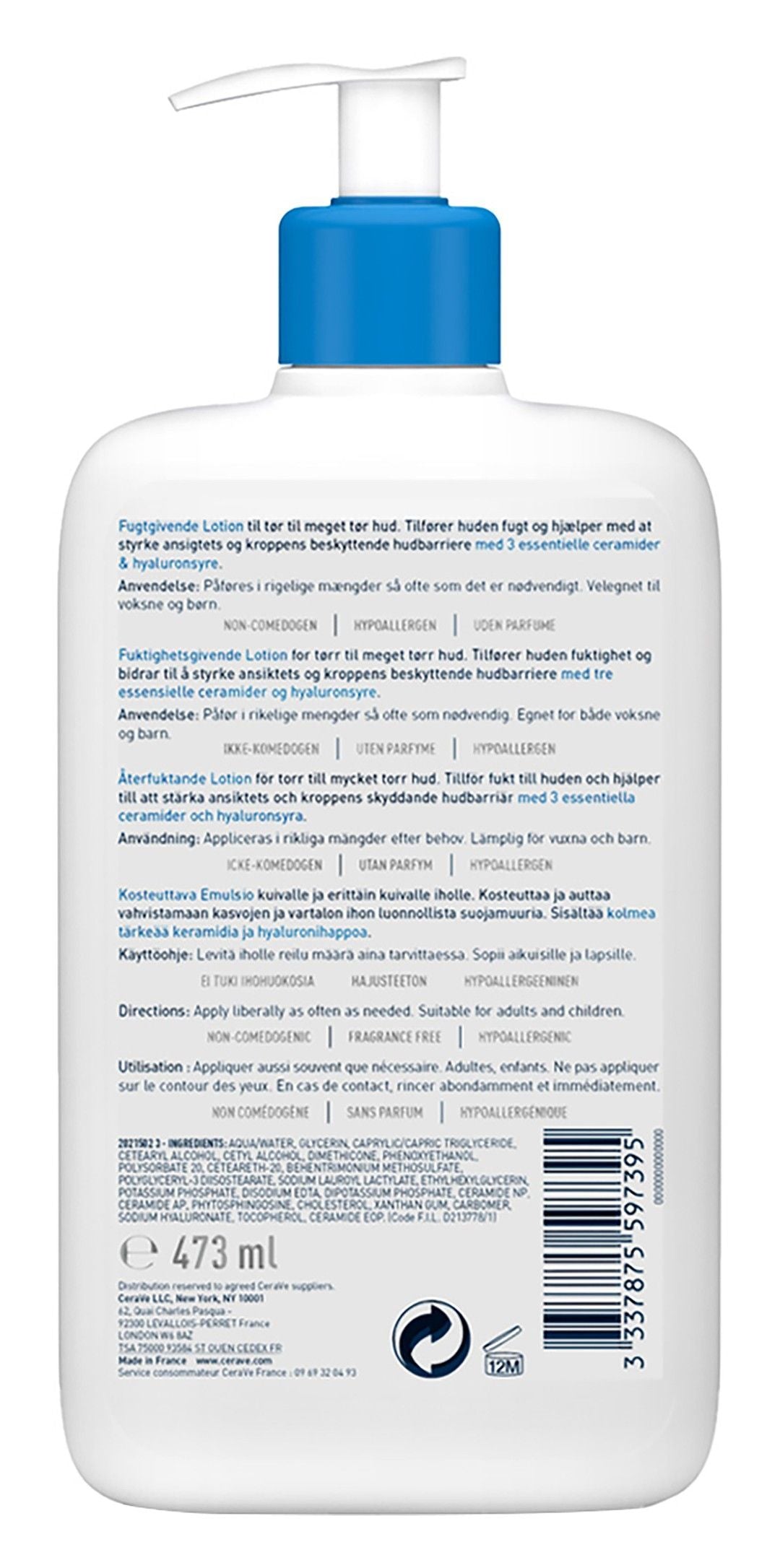 CeraVe Hypoallergenic Moisturizing Face & Body Lotion with Ceramides & Hyaluronic Acid for Dry Skin, 473ml - Makkah Pharmacy
