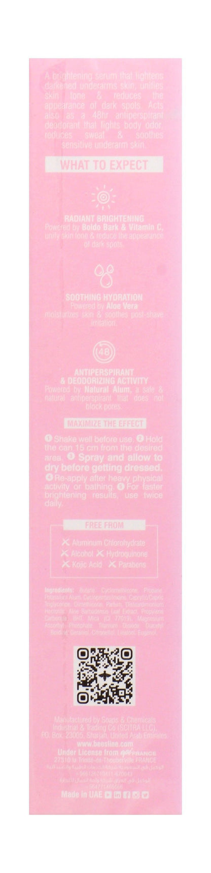Beesline Jouri Rose Radiant Bright Underarm Serum Spray, 150ml - Makkah Pharmacy