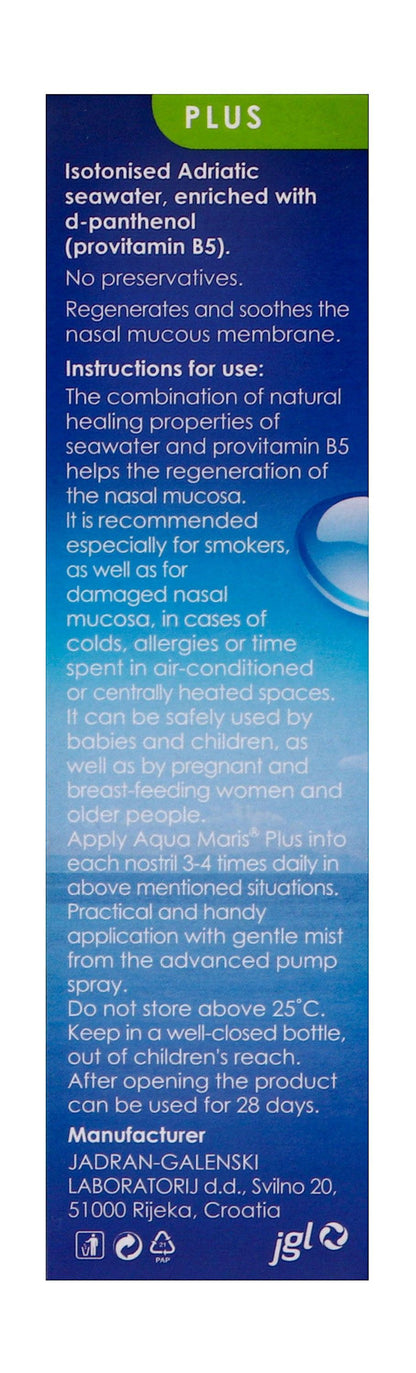 Aqua Maris Adriatic Sea Water Nasal Spray with Vitamin B5, 30ml - Makkah Pharmacy